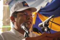 FILE - Deputy President of Cambodia National Rescue Party, Eng Chhai Eang, addresses the party’s congress on March 2, 2017. (Aun Chhengpor/VOA Khmer)