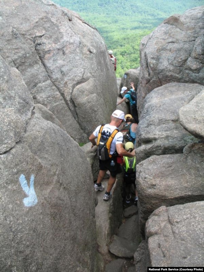 Hikers on the Old Rag trail