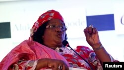 FILE - Former President of Malawi Joyce Banda speaks during a conference on women in development programme in Lagos, Nigeria, July 28, 2016.