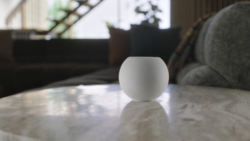 This image provided by Apple shows the new HomePod Mini that Apple unveiled Tuesday, Oct. 13, 2020. The new HomePod Mini will cost almost $100. It will integrate Apple's own music service, of course, with Pandora and Amazon's music service in “coming mont