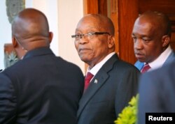 President Jacob Zuma leaves Tuynhuys, the office of the Presidency at Parliament in Cape Town, South Africa, Feb. 7, 2018.