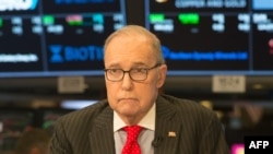 Larry Kudlow, commentateur conservateur et analyste économique américain lors d’une émission de CNBC à New York, le 8 mars 2018.
