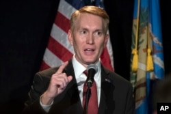 FILE - Oklahoma Republican Senator James Lankford, pictured in Oklahoma City in November 2016, says that even though fund cuts won't greatly reduce the number of abortions performed, federal dollars to Planned Parenthood indirectly support abortion.