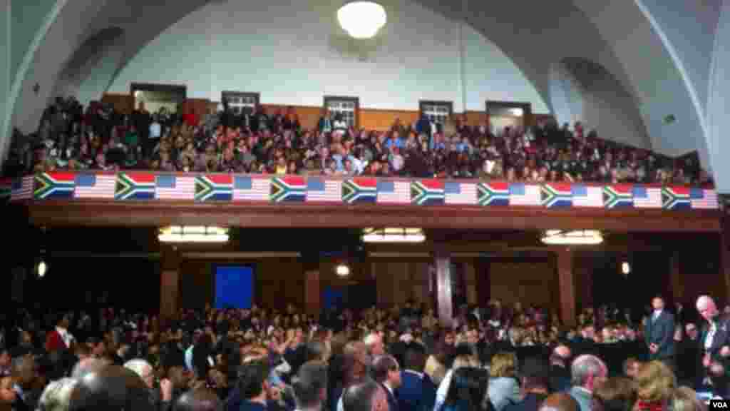 Audince during President Obama's visit to Robben Island prison in South Africa.