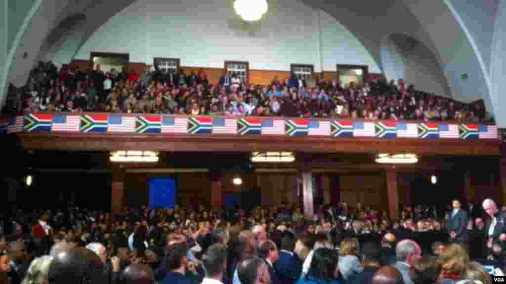 Audince during President Obama's visit to Robben Island prison in South Africa.