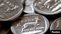 South African rand coins are seen in this photo illustration taken Sept. 9, 2015. 