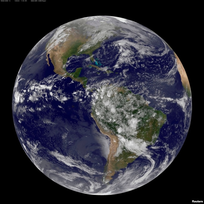 The planet Earth is seen in a photo taken by NOAA's GOES-East satellite on Earth Day, April 22, 2014. (REUTERS/NOAA/)