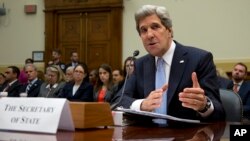 Secretary of State John Kerry testifies on Capitol Hill in Washington, Wednesday, Apr. 17, 2013, before the House Foreign Affairs Committee hearing on the State Department's fiscal 2014 foreign affairs budget.