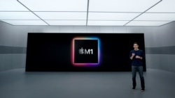 Apple's senior vice president of Hardware Engineering John Ternus talks about the M1 processor used in iPad Pro and iMac, in this still image from the keynote video of a special event at Apple Park in Cupertino, California, U.S. released April 20, 2021. A