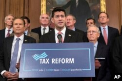 Speaker of the House Paul Ryan, R-Wis., announces the Republicans' proposed rewrite of the tax code for individuals and corporations, at the Capitol in Washington, Sept. 27, 2017.