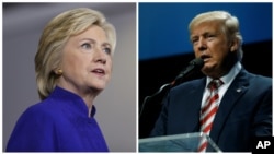 Democratic presidential candidate Hillary Clinton (L), Sept. 21, 2016 and Republican presidential candidate Donald Trump (R), Sept. 22, 2016. 