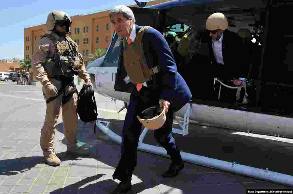 Secretary Kerry Arrives at Embassy Baghdad for Meetings With Iraqi Leaders.