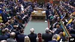 FILE - Britain's Labour leader Keir Starmer speaks during Prime Minister's Questions, in the House of Commons, London, Jan. 12, 2022. (House of Commons/PA via AP)