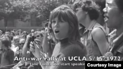 Actress Jane Fonda speaking at an anti-war rally at UCLA (File photo courtesy of UCLA)