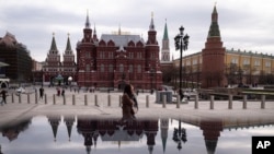 俄罗斯首都莫斯科红场旁的马涅什广场，反对派领袖纳瓦尔尼的支持者计划4月21日在这里举行抗议活动。 （2021年4月19日）