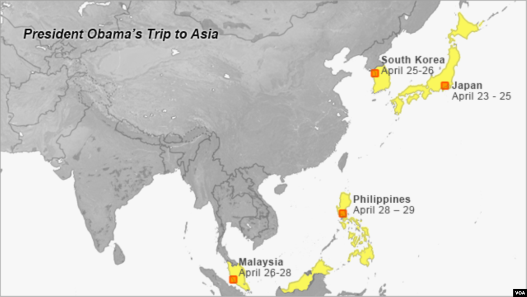 President Obama's Trip to Asia, Intinerary