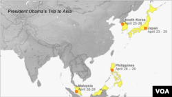 President Obama's Trip to Asia, Intinerary