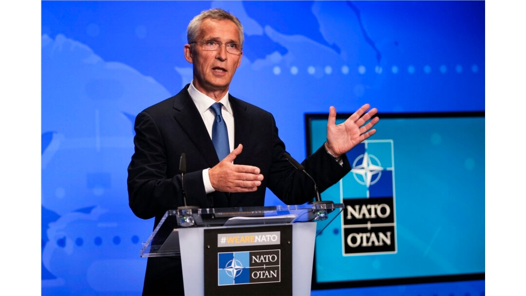 FILE - NATO Secretary-General Jens Stoltenberg speaks at the NATO headquarters in Brussels on August 20, 2021.