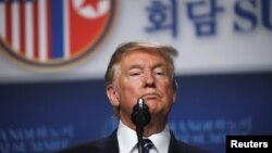 U.S. President Donald Trump holds a news conference after his summit with North Korean leader Kim Jong Un at the JW Marriott hotel in Hanoi, Vietnam, Feb. 28, 2019.