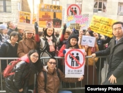 在纽约参加女性大游行关注中国女权议题的人士合影。(小门提供)