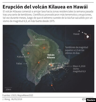 mapa del volcán kilauea