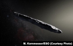 An artist's illustration of the asteroid 'Oumuamua, the first interstellar object ever known to visit our solar system.