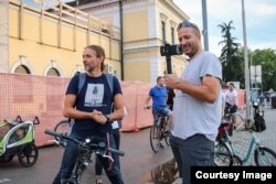 Tihomir Dakić (desno), predsjednik Centra za životnu sredinu, Evropska sedmica mobilnosti, Banja Luka, 2020.