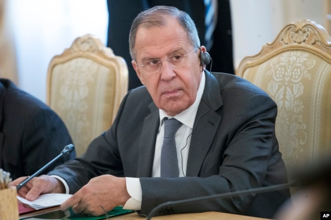 Russian Foreign Minister Sergey Lavrov attends a meeting in Moscow, Russia, April 5, 2018.