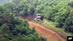 An aerial view of the Demilitarized Zone