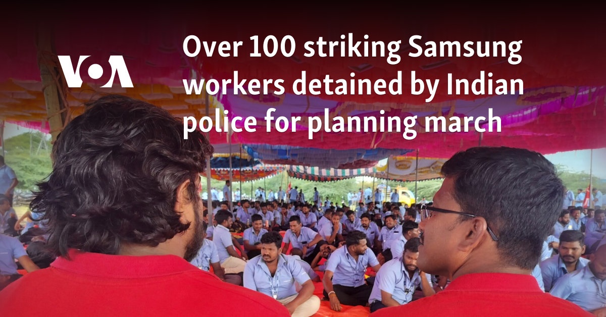 Over 100 striking Samsung workers detained by Indian police for planning march 