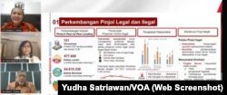 Data perkembangan pinjaman online. (Foto: tangkapan layar/Yudha Satriawan/VOA)