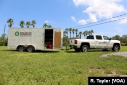 The Islamic Circle of North America has set up its Relief USA trailer in Cooper City, Florida.