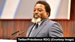 Joseph Kabila, devant les deux chambres du parlement réunies en congrès, Kinshasa, RDC, le 19 juillet 2018. (Twitter/Présidence RDC)
