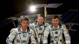 From left, Russia's Sergei Krikalev, American Bill Shepherd and Russia's Yuri Gidzenko are the first astronauts to live in the International Space Station. They left Earth on October 31, 2000 and opened the station two days later, (Photo courtesy of NASA)
