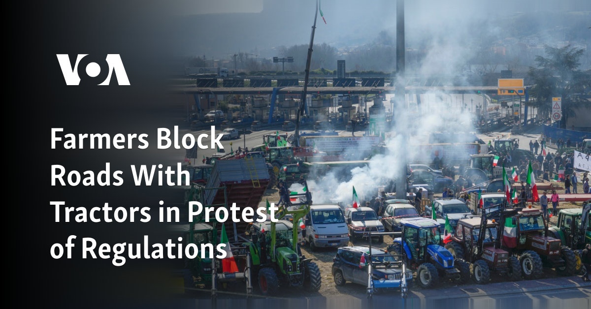 Farmers Block Roads With Tractors in Protest of EU Regulations
