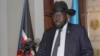 FILE - President of South Sudan Salva Kiir speaks at the presidential palace in Juba, July 9, 2017.