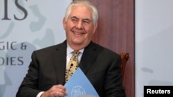 U.S. Secretary of State Rex Tillerson arrives to deliver remarks on the U.S. relationship with India for the Next Century at the Center for Strategic and International Studies in Washington, Oct. 18, 2017.