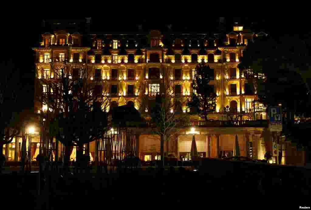 The Beau Rivage Palace Hotel during a break in the Iran nuclear negotiations in Lausanne, March 31, 2015.