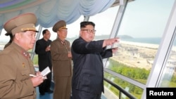 FILE - North Korean leader Kim Jong Un inspects the construction site of the Wonsan-Kalma coastal tourist area in this undated photo released by North Korea's Korean Central News Agency in Pyongyang.