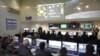 Team members of the Israel spacecraft, Beresheet, are seen in the control room in Yahud, Israel, April 11, 2019. 
