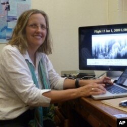 Robin Bell in her office at the Lamont-Doherty Earth Observatory