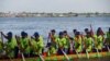 <p>One of more than 200 boats competing in the 2014 Water Festival. (Nov Povleakhena/VOA Khmer)</p>
