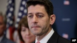 House Speaker Paul Ryan, joined by members of the Republican leadership, speaks about getting past last week's failure to pass a health care overhaul bill, on Capitol Hill in Washington, March 28, 2017.
