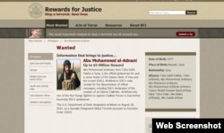 This screenshot from the U.S. State Department's website details the reward being offered for information on Abu Mohammed al-Adnani, the official spokesman for the Islamic State group.