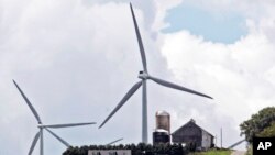 FILE - Wind turbines from the Maple Ridge Wind Farm, New York state's largest, in Martinsburg, Aug. 4, 2008.