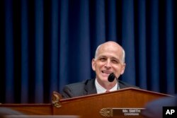 FILE - Chairman Adam Smith, D-Wash., speaks before a House Armed Services Committee budget hearing for the Departments of the Army and Air Force on Capitol Hill in Washington, April 2, 2019.