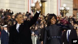 Le Président Barack Obama et la Prémière Dame Michelle Obama, 21 jan., 2013. 