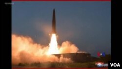 朝鲜2019年7月从東部沿海向海上發射了兩枚短程彈道導彈(资料照片)