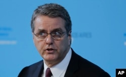 Director General of the World Trade Organization, Roberto Azevedo, speaks during the eleventh Ministerial Opening Conference of the WTO in Buenos Aires, Argentina, Dec. 10, 2017.