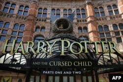 The front of the Palace Theatre promotes its new show 'Harry Potter and the Cursed Child' in London on June 6, 2016.